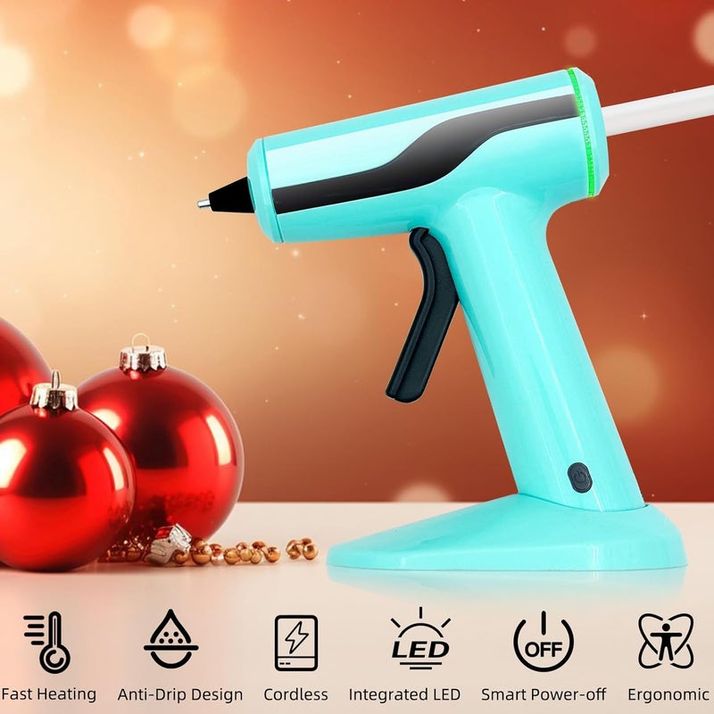 Fifchall Cordless Hot Glue Gun, Rechargeable Hot Melt Glue Gun 2Ah Built-in Battery Smart Power-Off, Mini Glue Gun Kit with 30pcs Premium Glue Sticks, 10pcs Wood Craft Sticks, Case for DIY, Arts &Crafts - Image 5
